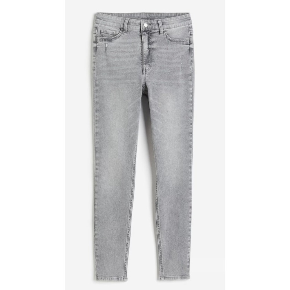 H&M Womens Ultra High Ankle Jeggings Medium Gray Stretch Denim Slim Fit Hipster